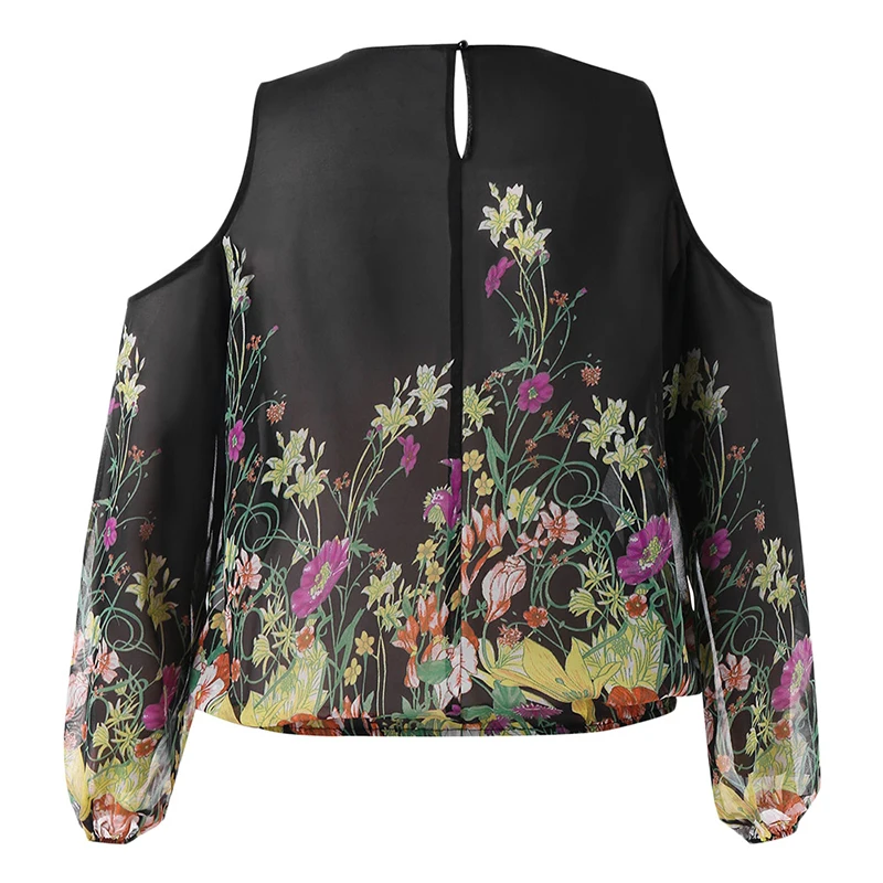 PlusMiss размера плюс 5XL XXXXL XXXL цветочный Цветочный принт кружево Шифоновая блузка Для женщин пикантные прозрачные сетчатые Boho Топы с открытыми плечами большой Размеры