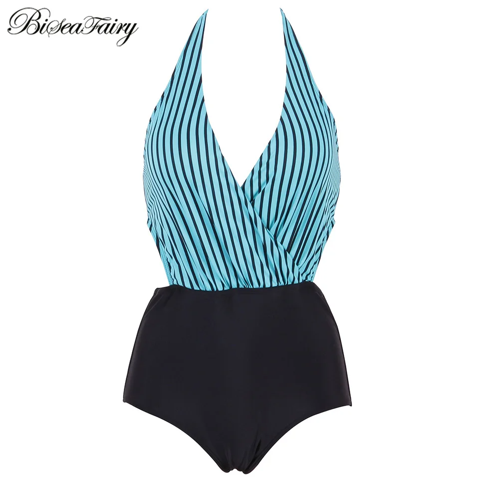 BISEAFAIRY новинка 2019 Полосатый Цельный купальник купальные костюмы монокини пуш ап
