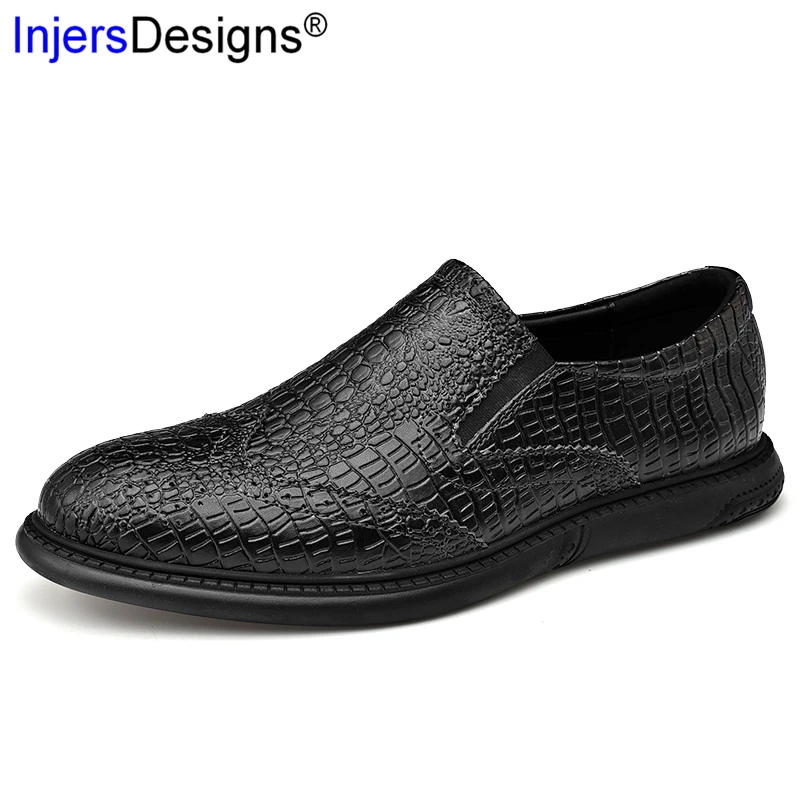 

Big Size 38-47 Fashion Casual Leather Shoes Men Crocodile Embossed Lace-Up Brogue Shoes Bullock Carve Slip-On Business Men Shoes