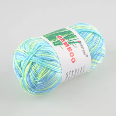 33 blue green TPRPYN 500 г = 10 шт. мягкая гладкая натуральная бамбуковая хлопковая пряжа для ручного вязания, Детская хлопчатобумажная пряжа, вязаная спицами 2,25 мм - Цвет: 33 blue green
