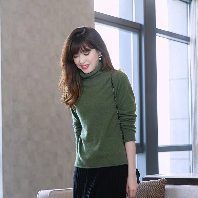 Spring Women Sweater 100% Cashmere Knitting Pullovers Hot Sale Turtleneck New Fashion 11Color Sweaters Woman Standard Girl Tops | Женская