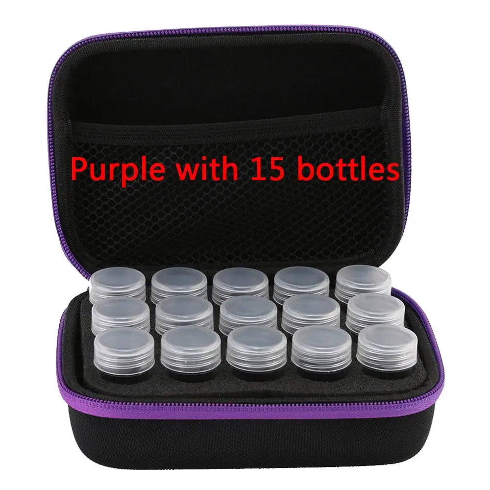 Purple w 15 bottles 15/30/60 флакон со стразами картина ящик для хранения с вышивкой алмазов картина контейнер для хранения ювелирных изделий, сумка для переноски, чехол держатель ручная сумка на молнии - Цвет: Purple w 15 bottles