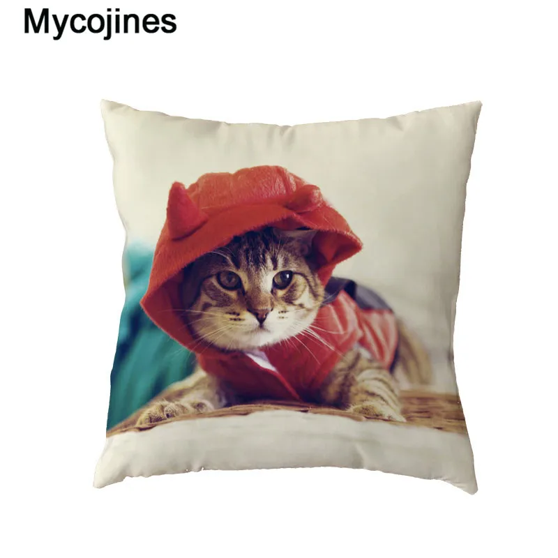 Белые чехлы для подушек Fuuny Cats I Love You в этническом стиле, полиэстер, персиковая кожа, милая комнатная посуда, домашний декор, Мультяшные наволочки для подушек