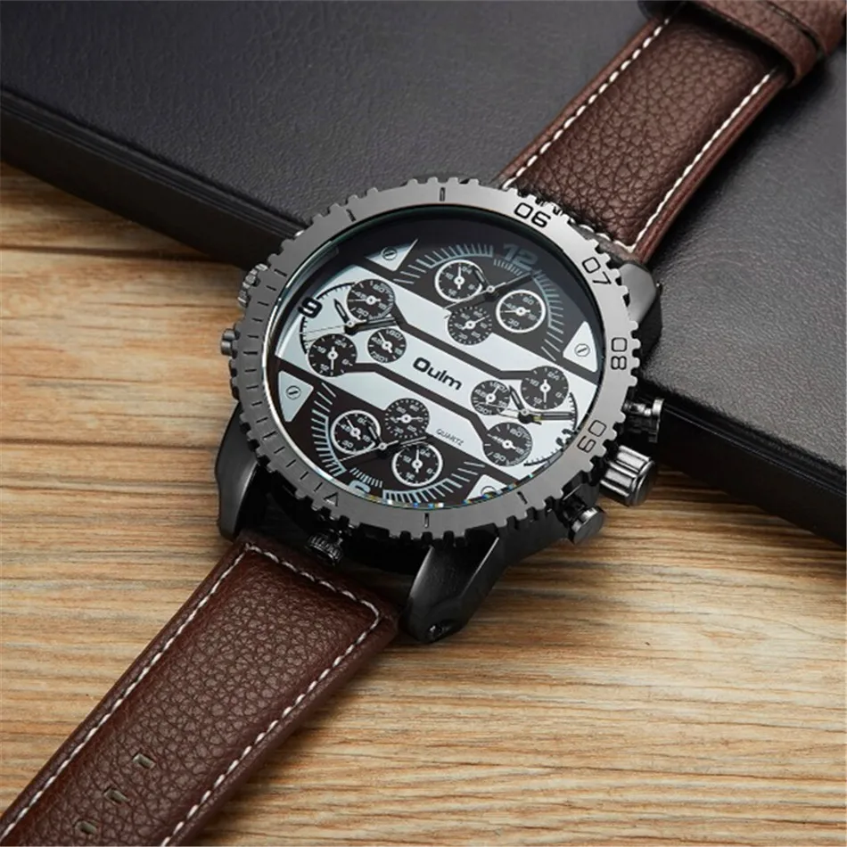 Мужские часы Лидирующий бренд OULM модный дизайн большие лица несколько часовых