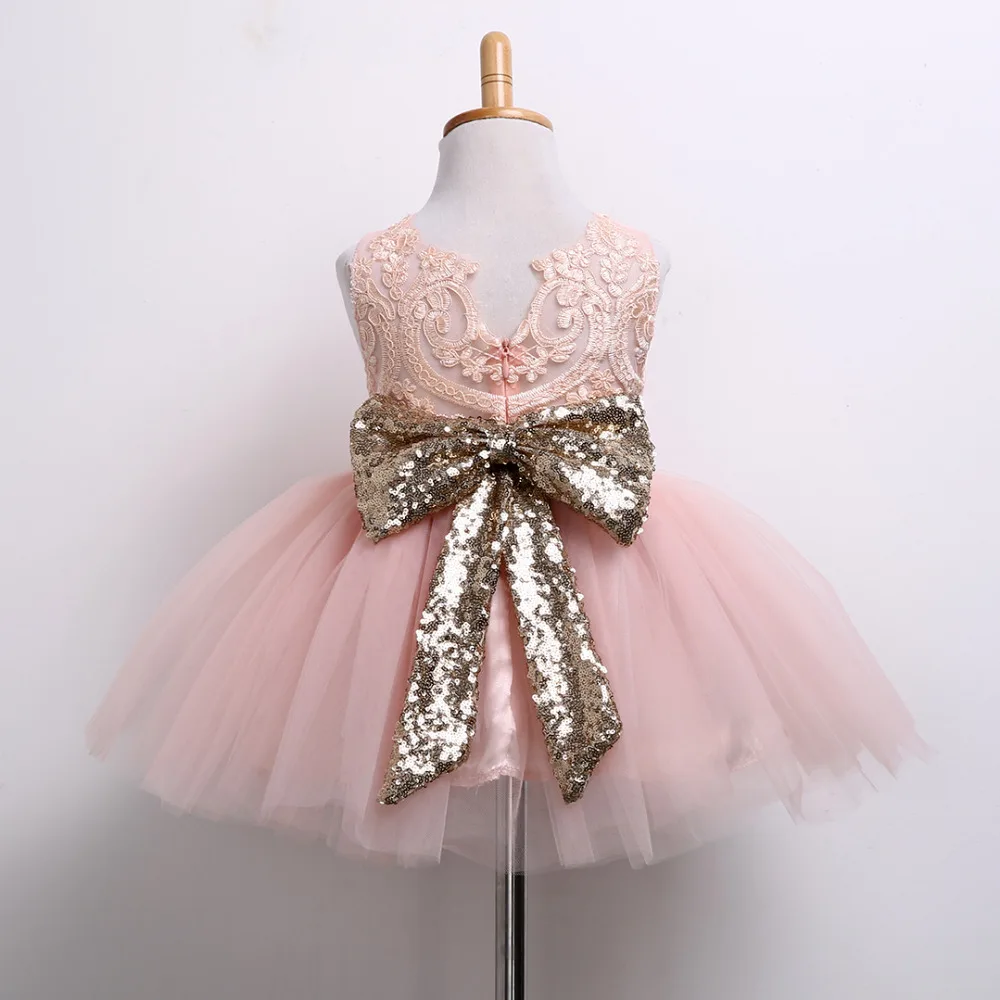 2018 Princess Kids Baby Girl Sequins Bowknot Dress Party Dresses Christmas Bow Summer Costume 0-10Y | Детская одежда и обувь