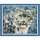 Вечный любовь Рождество Снежный Леопард китайский крестиком наборы экологический хлопок штампованный крестиком с печатным рисунком