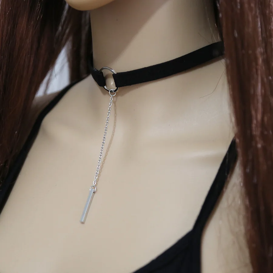 Женское колье-чокер ElegantRose длинное золотое/Серебряное колье с бархатным