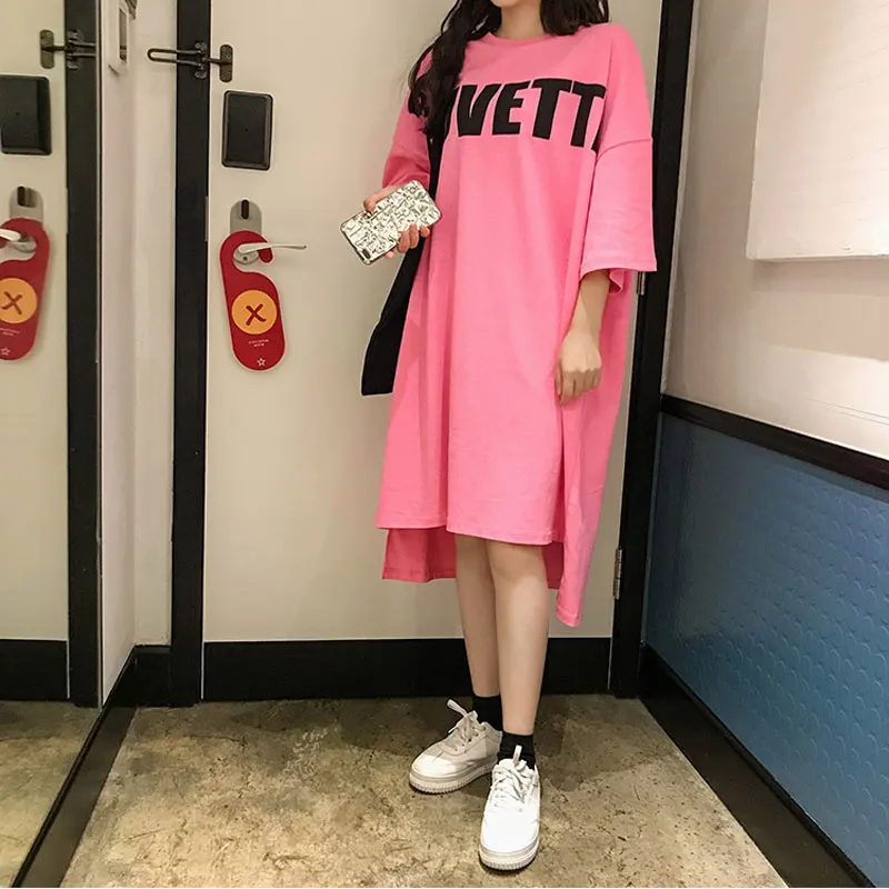 2019 Новая Летняя женская одежда Корея chic высокая талия похудения длинная рубашка