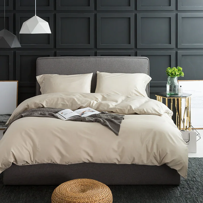 Комплект постельного белья с пододеяльником 4 шт. однотонный в стиле ПЭ высокая