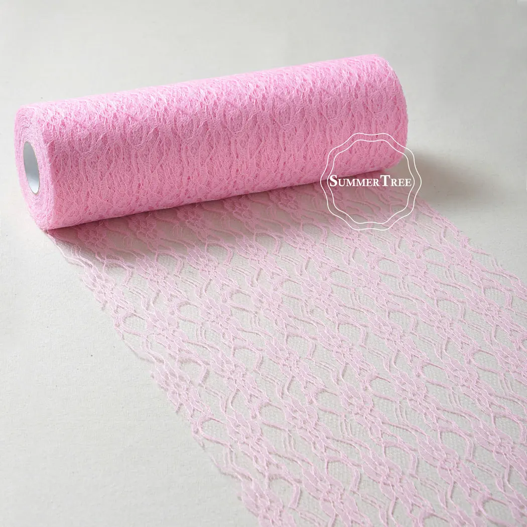 Pink 12 дюймов x 25 ярдов рулон кружевной ленты сетчатая ткань стула для свадебной вечеринки створки настольный бегун ручной работы DIY Cratf Декор - Цвет: Pink