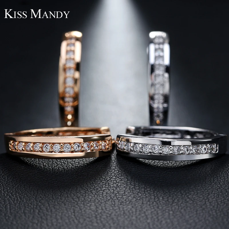 Женские простые серьги кольца KISS MANDY золотистые сережки цвета шампанского с