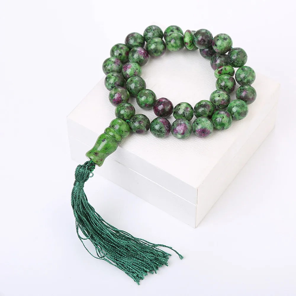 10MM Original Agate Bracelet Healing Crystal Reiki Round 33 Prayer Beads Islamic Muslim Tasbih Allah Mohammed Rosary Men Women | Украшения