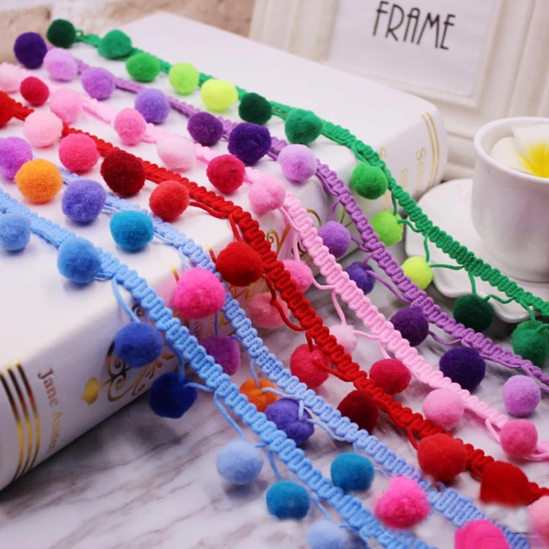 Pom Trim Lace Fabric Sewing Accessories Pompons tassel Ball Fringes Ribbon For DIY Material Craft Apparel |