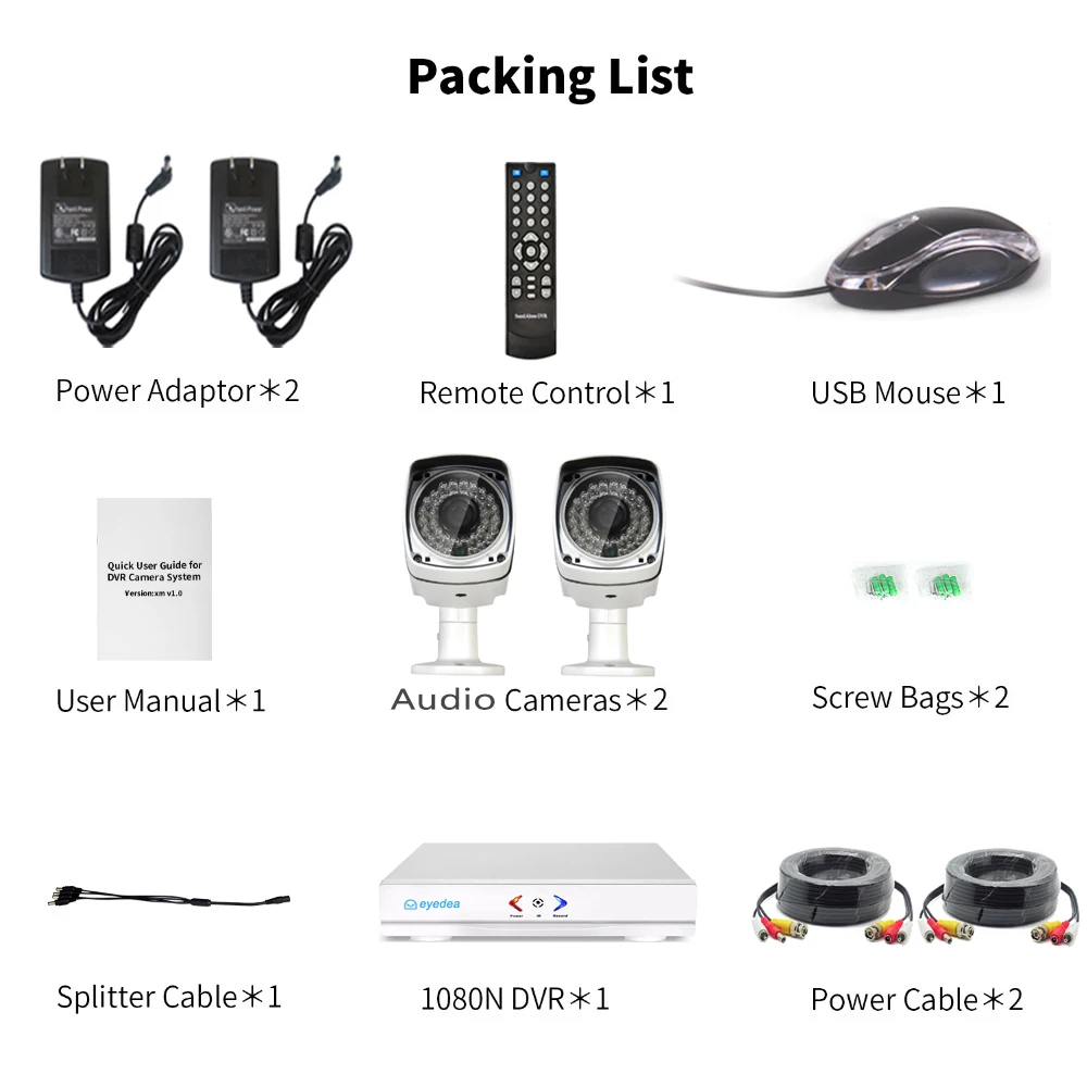 Eyedea 4CH 1080N HDMI DVR 5500TVL 1080 P HD Крытый Аудио CCTV камеры безопасности системы 4 канала