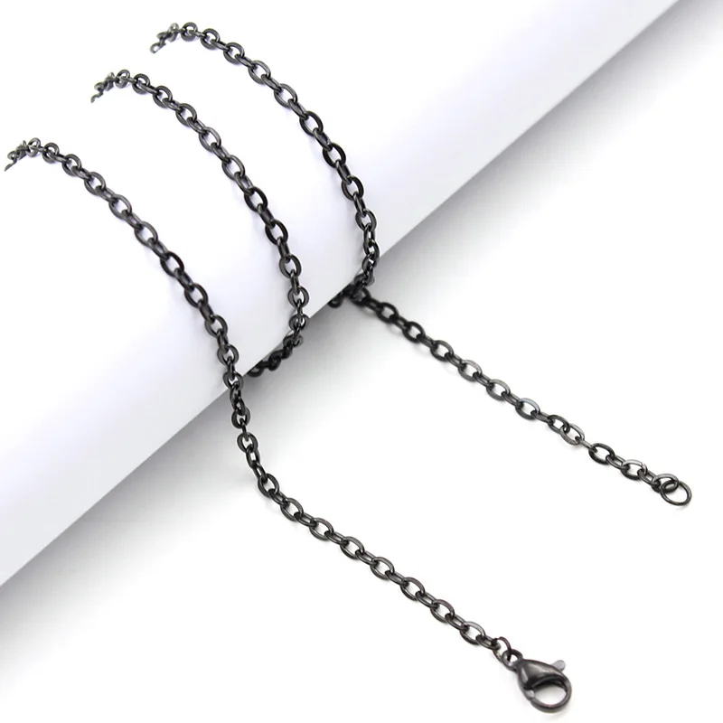 black 10 шт. 20 ''(50 см) высокое качество серебро/золото/роза/черный 316L из нержавеющей стали o-образная цепь плавающая подвеска ожерелье с медальоном - Окраска металла: black