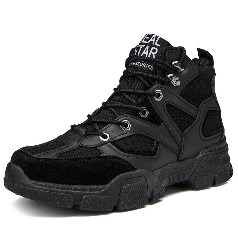 

Men Boots Anti-Skidding Leather Shoes Men Popular Comfy Spring Autumn Mens Shoes Short Plush Canvas Desert Boots Durable Outsole