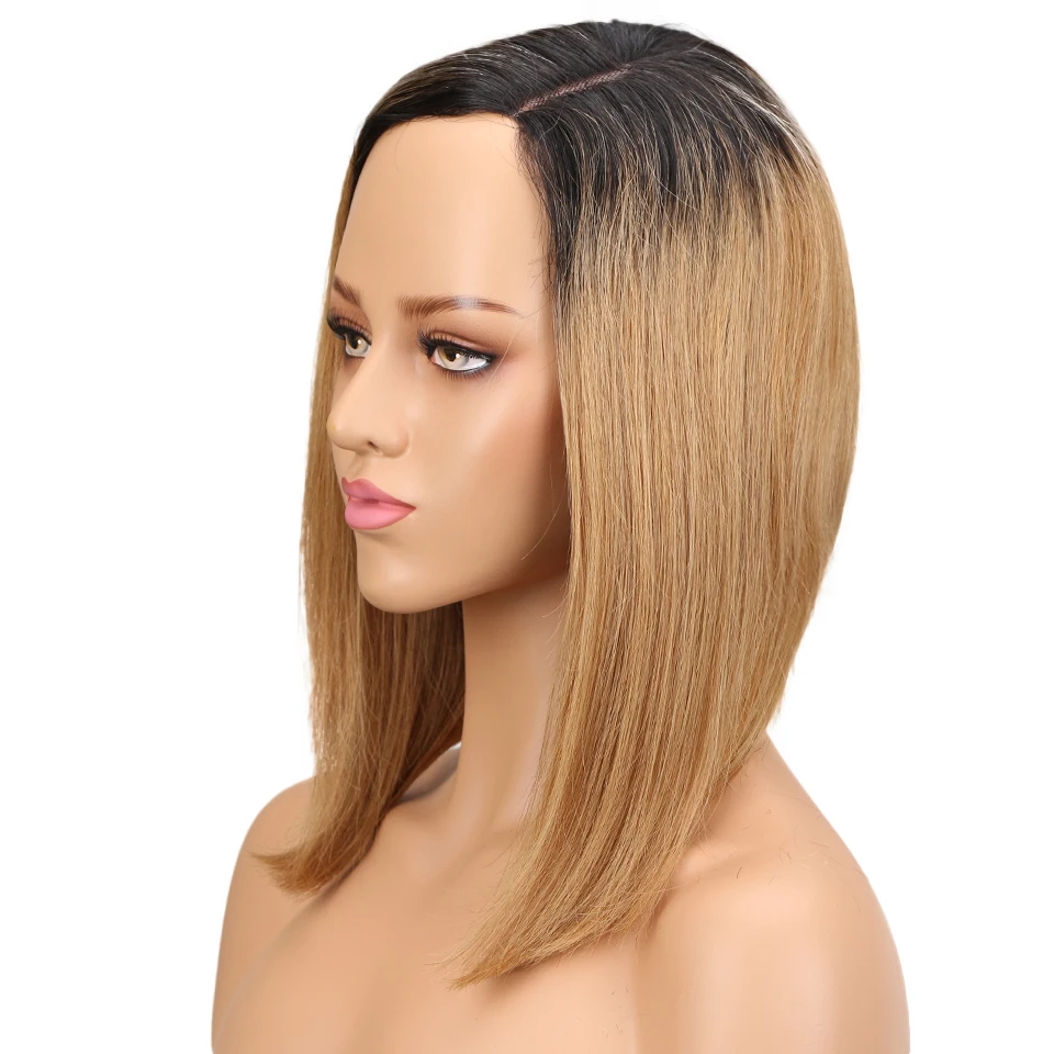 Гладкие человеческие волосы L часть боб парик Remy прямые парики бразильские