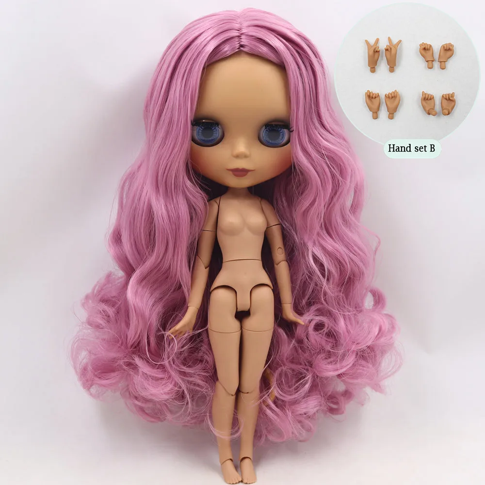 Ледяной обнаженный Blyth кукла No. BL1063 Devil розовый волос сустава тела черная кожа матовое лицо 1/6 BJD - Цвет: like the picture