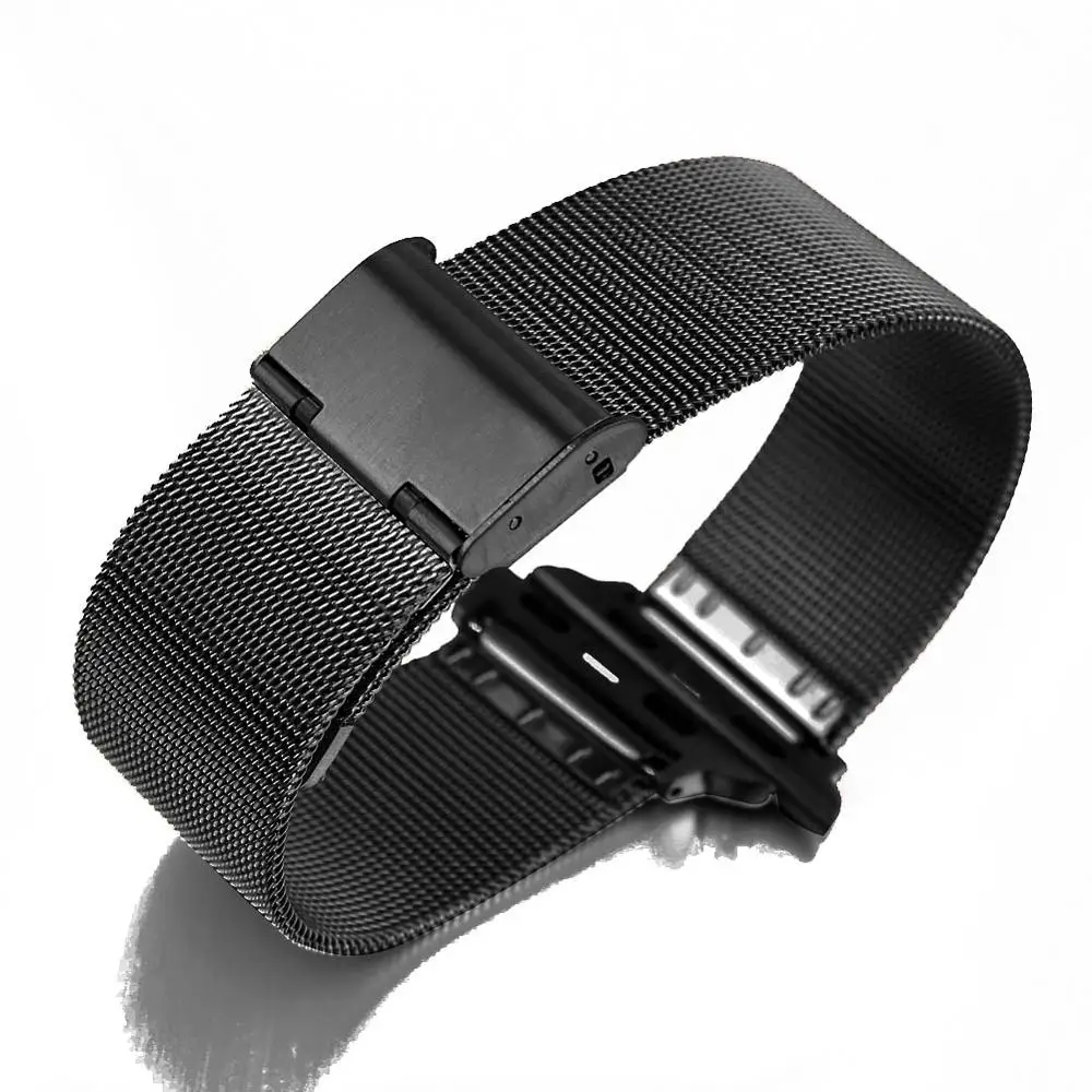 Black Ремешок BUMVOR для Apple Watch, 40 мм, 44 мм, 42 мм, 38 мм, металлический ремешок для браслетов, серебристый, розовое золото, пряжка, роскошные нержавеющие Ремешки для наручных часов - Цвет ремешка: Black