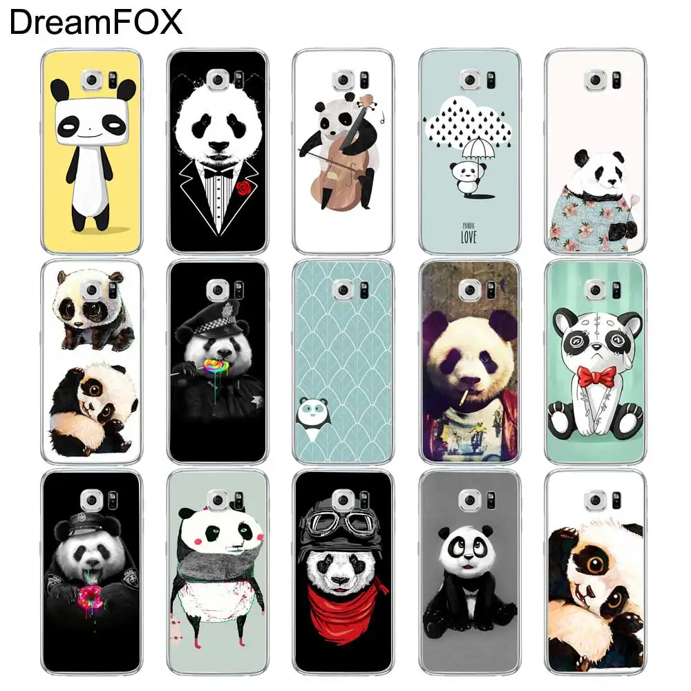 DREAMFOX L138 Cute Panda Soft TPU Silicone Cover For Samsung Galaxy S5 S6 S7 S8 S9 S10 5G S10E Lite Edge Plus Case |