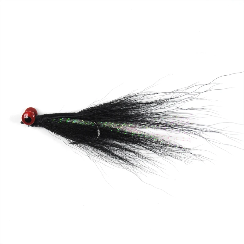 6 шт.#4 привести голову клоузера Минноу Bucktail соленой воды Рыбалка Fly обманщик мухи Шартрез/белый, шартрез/желтый, красный/белый