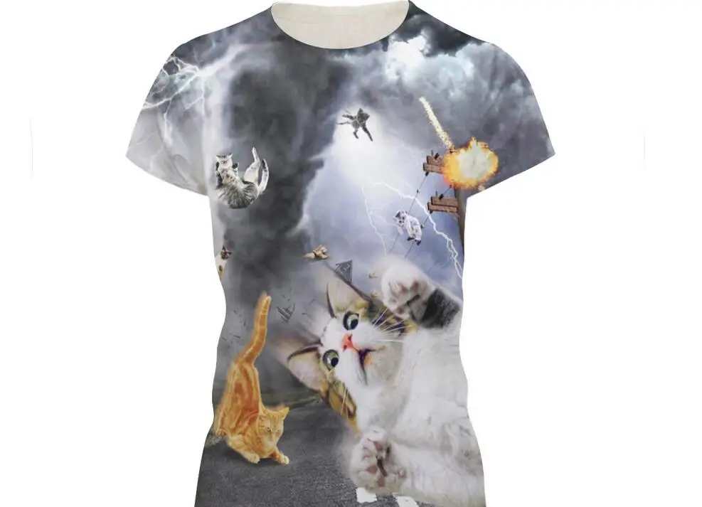 Мужская футболка с принтом в стиле хип хоп|tee top|women t-shirtcat 3d |