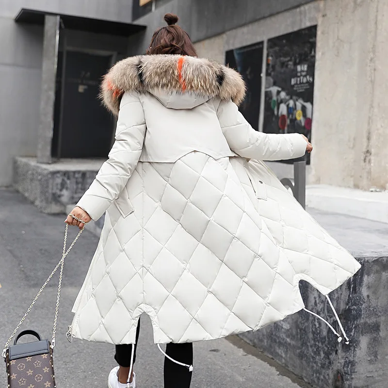 

European And American Polyester Zipper Hot Cotton Padded Clothes Girl Long Knee Windbreaker Female 2019 New Autumn Winter Dress