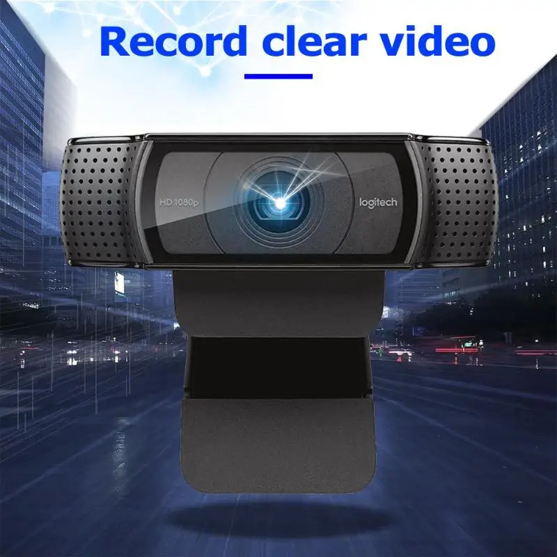 Камера с автофокусом и 2 встроенными микрофонами для записи видео logitech C920, камера с разрешением Full HD 1080P 60 fps для ноутбука/ПК
