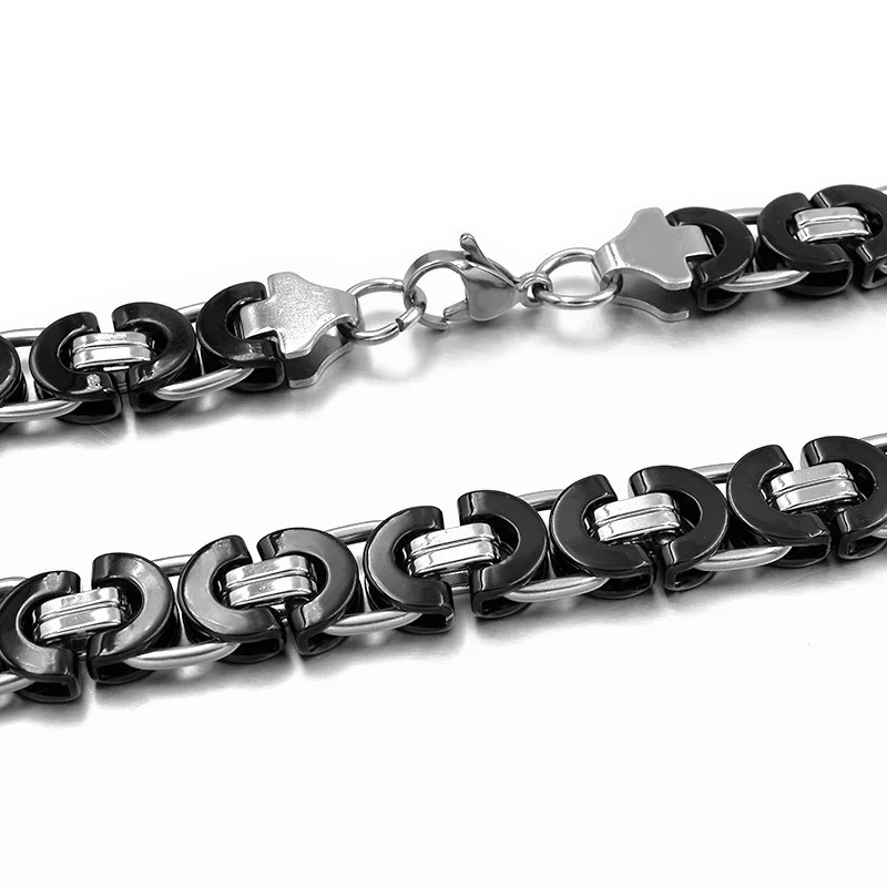 black silver color Gokadima мужские ожерелья из нержавеющей стали ювелирные изделия византийские Цепи хип хоп, рок, подарок, вечерние аксессуары WN100 - Окраска металла: black silver color