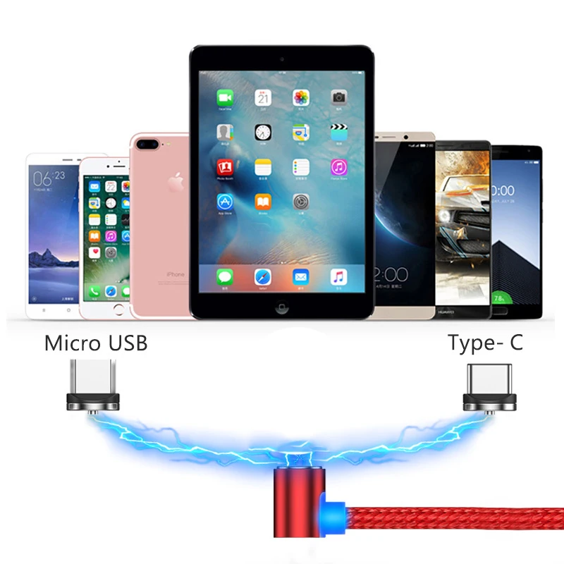 Магнитный зарядный кабель L Line типа C 2 1 А 90 градусов Micro USB для шнура быстрое