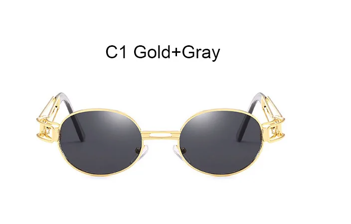 C1 Gold Gray Солнцезащитные очки Для женщин Винтаж очки овальной формы с Очки для мужчин Брендовая Дизайнерская обувь Стимпанк розовое золото солнцезащитные очки розовый желтый UV400 - Цвет линз: C1 Gold Gray