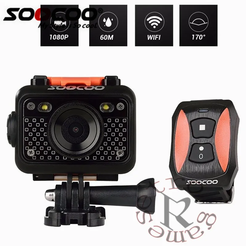SOOCOO S60 HD 1080P WiFi Спортивная экшн-камера 170 градусов широкоугольный объектив 60 м