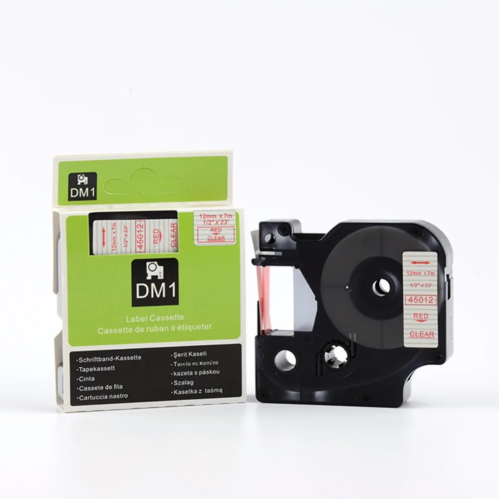 Well sale DYMO 45012 red on clear 12mm plastic label printer tape | Компьютеры и офис