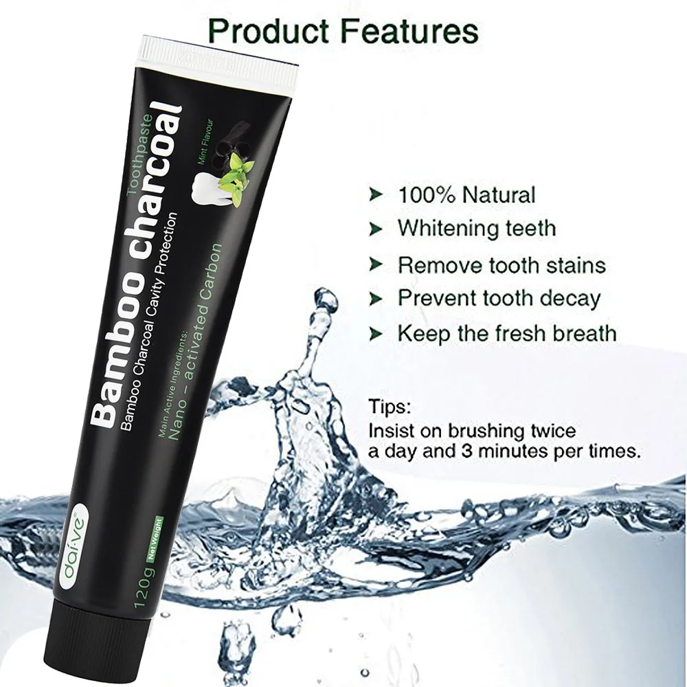 120g Teeth Whitening Toothpaste Activated Charcoal Natural Mint Flavor Dental Cream Pasta de dentes | Красота и здоровье