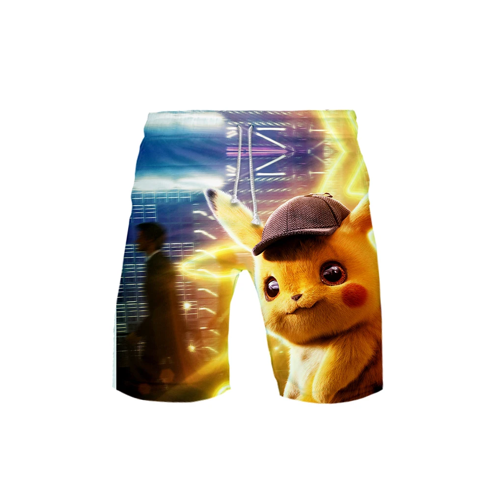 Pokemon Detective Pikachu 3D печать 2019 горячая Распродажа пляжные шорты для Мужские Пляжные