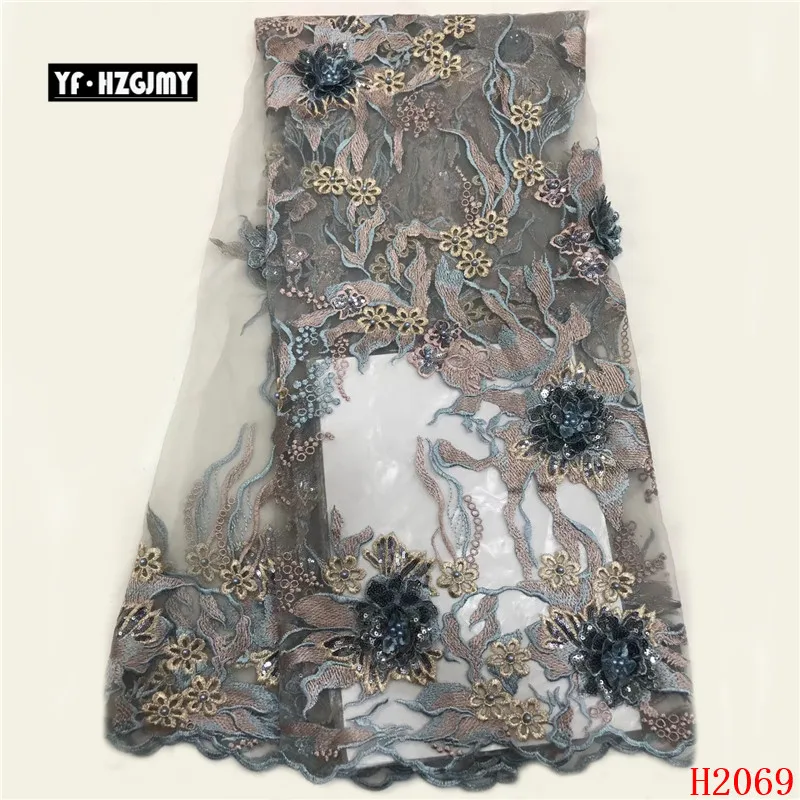 YF HZGJMY best seller french 3D flower lace fabric with sequins beaded african embroidery tulle for wedding dress A2069-1 | Дом и сад