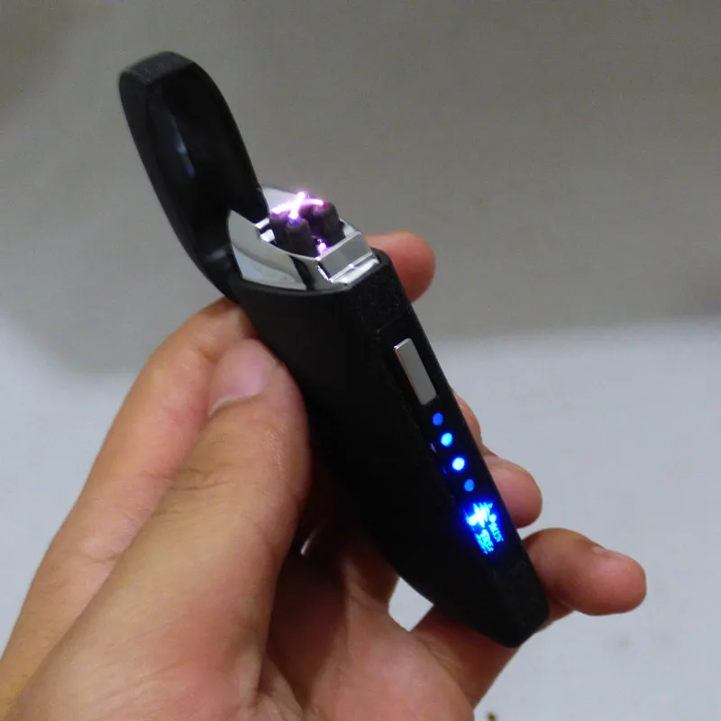 Новый двухрядная дуговая Зажигалка Ветрозащитная электронная USB Батарея