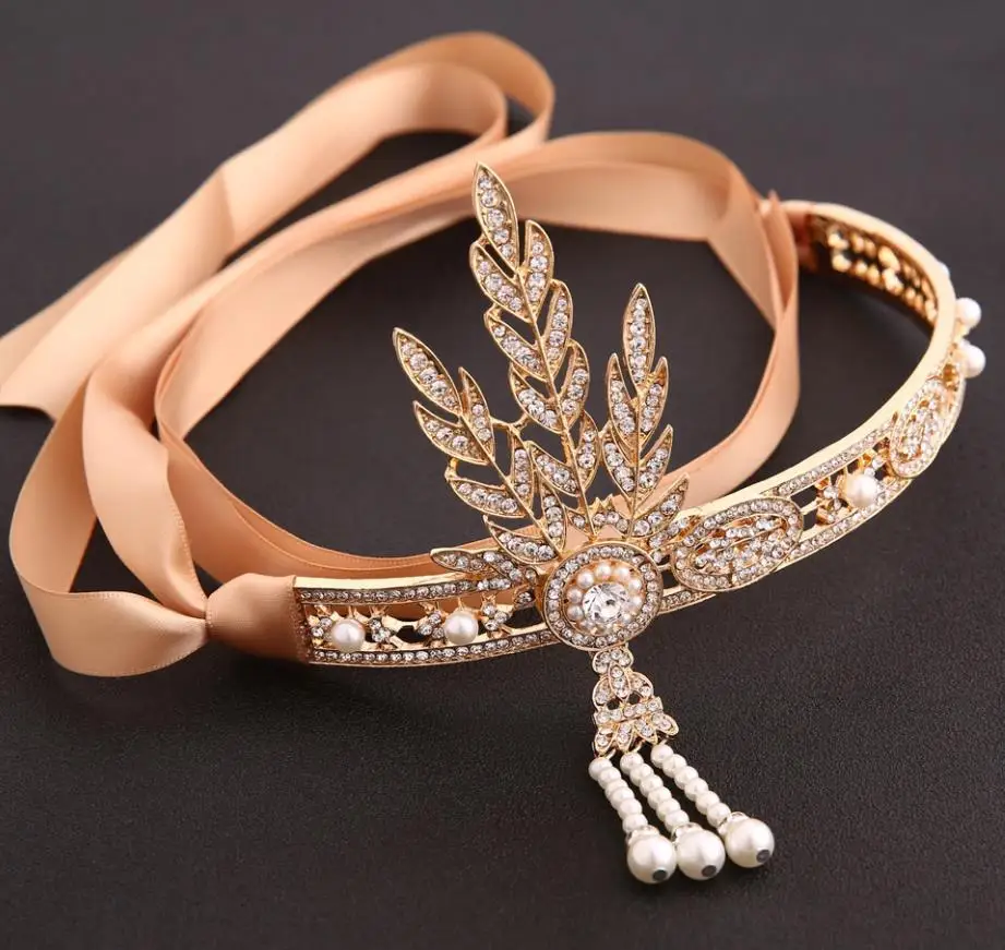 Винтажный стиль 1920's GREAT GATSBY Хлопушка Бурлеск блесток повязка бахрома для костюмов аксессуары