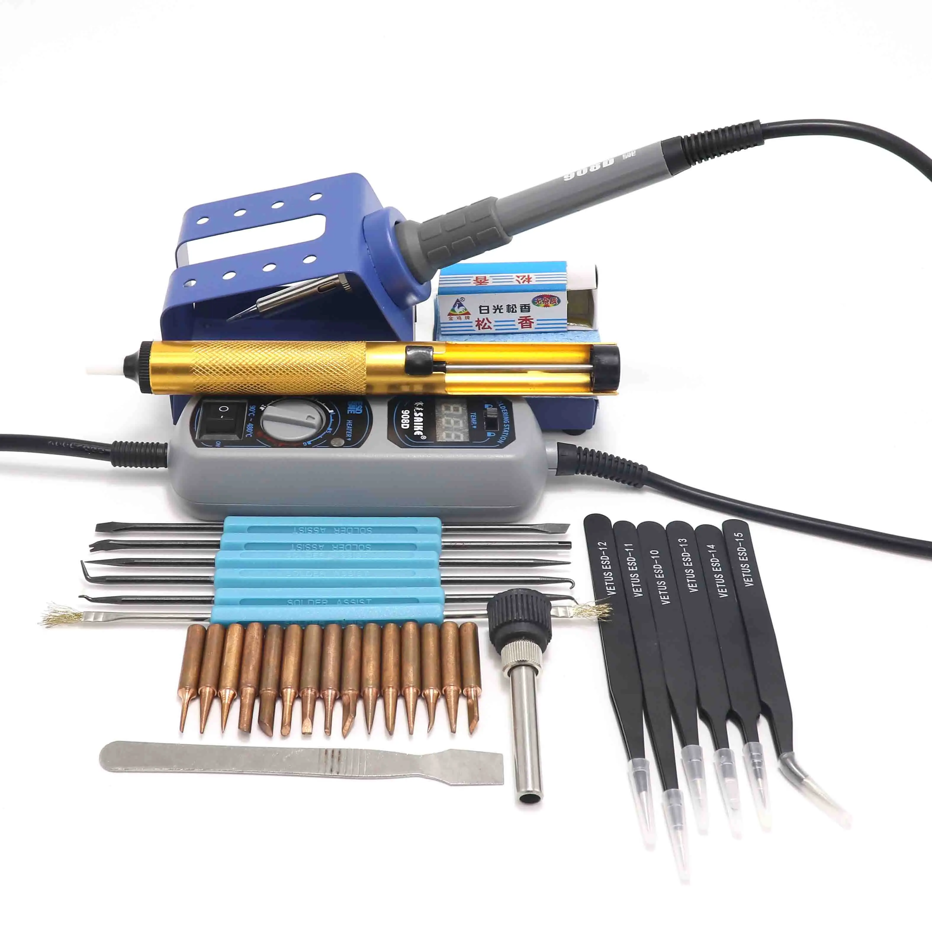 Package B SAIKE 908D 220 В/110 В паяльная станция Мини Портативный Регулируемый паяльник инструмент для сварки ремонт ЕС разъем - Цвет: Package B