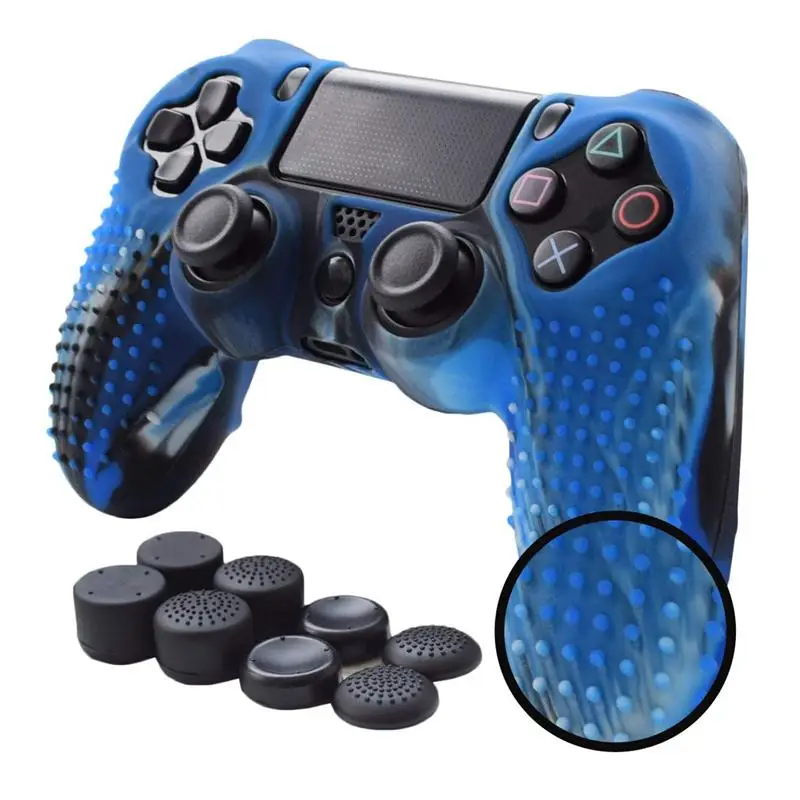 Color 1 Противоскользящий силиконовый чехол, совместимый с PS4/SLIM/PRO контроллером(Камуфляжный контроллер кожи x 1+ FPS PRO Thumb Gri - Цвет: Color 1