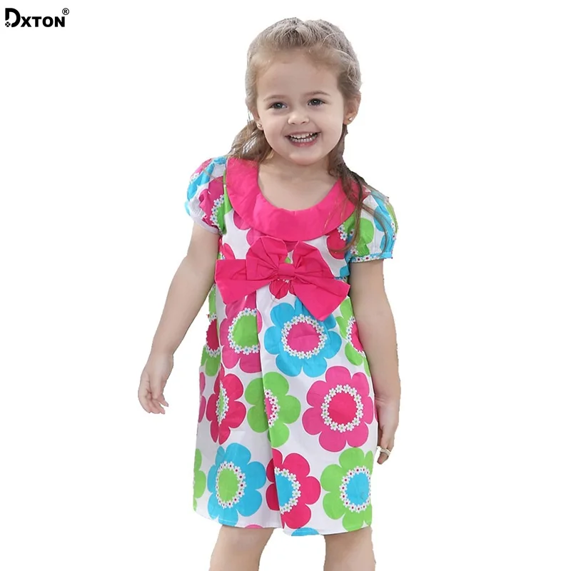 Dxton/платье для маленьких девочек летняя детская одежда с бантом платье принцессы
