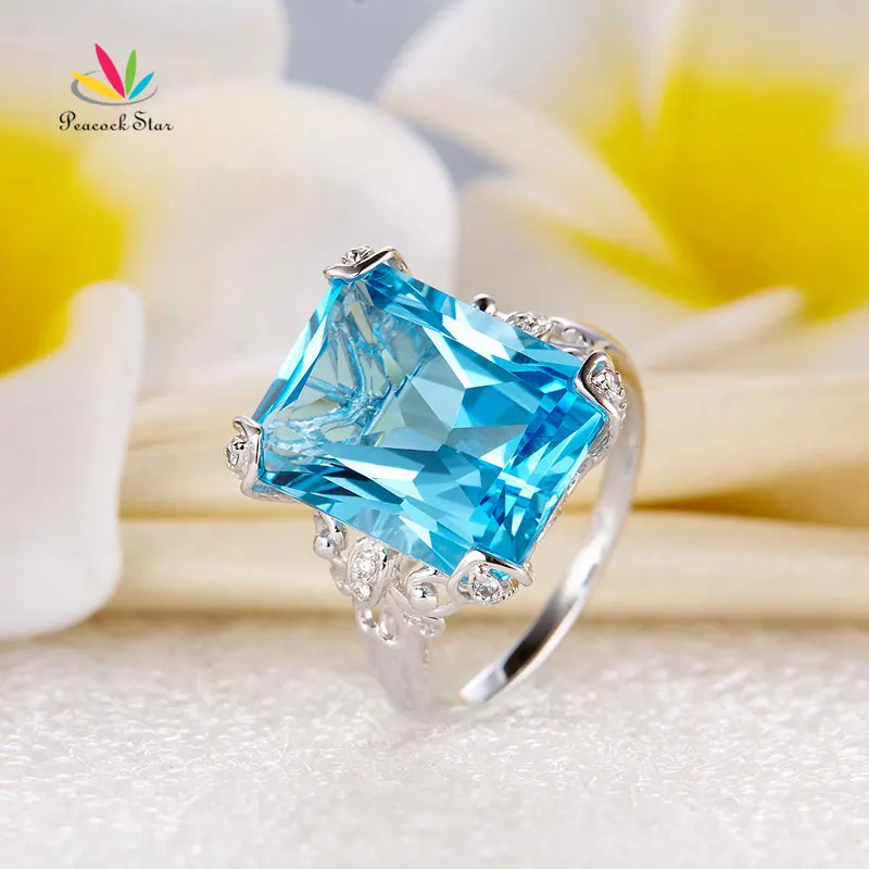 Павлин звезда 14K белое золото роскошное свадебное юбилейное кольцо 13 Ct