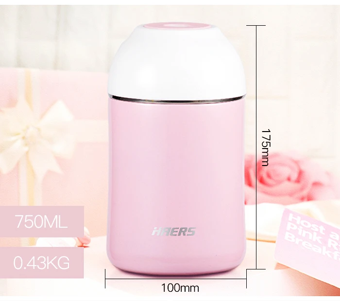 Haers 750 мл Термос для еды без бисфенола держать 6 часов горячий термос Школа Офис Пикник Тур красочный контейнер для еды