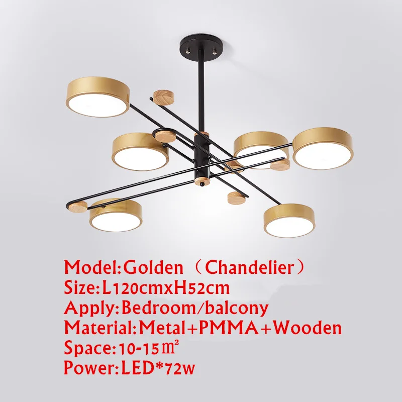 chandelier golden TRAZOS 220V светодиодный люстры с акриловым абажуром для спальни деревянный круглый потолок деревянные комнаты осветительные приборы - Цвет абажура: chandelier golden