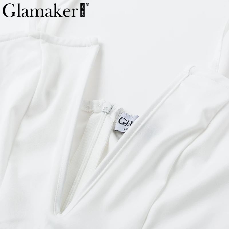 Женское платье с глубоким треугольным вырезом Glamaker белое клубное мини-платье