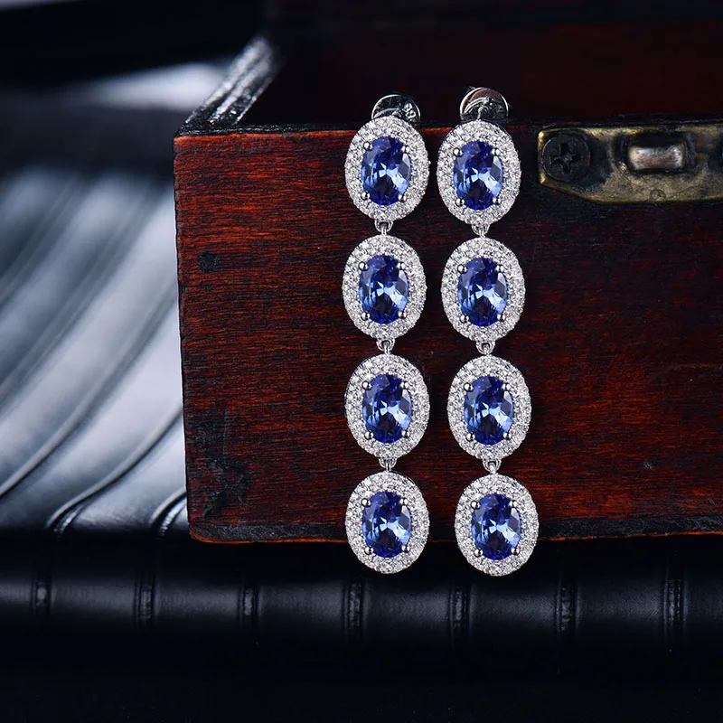 LOVERJEWELRY Винтаж Овальный 5x7 мм одноцветное 14kt белого золота с бриллиантами серьги