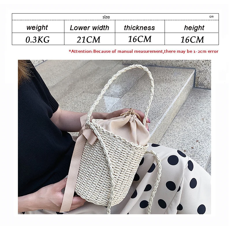 Дизайнерская Женская Плетеная соломенная сумка с бантом из ленты сумки ротанга