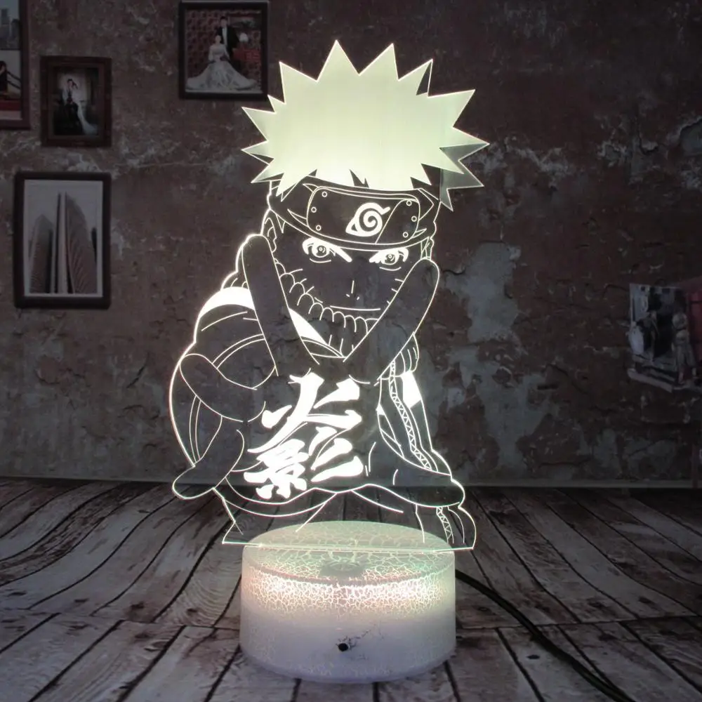 3D иллюзия светодиодный ночник для детей Наруто Uzumaki фигурку USB Базовая Зарядка на