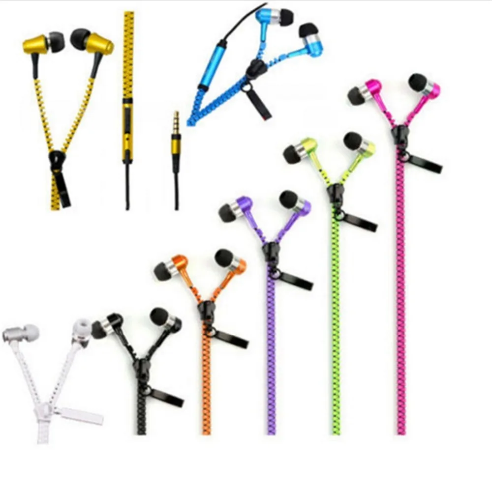 Наушники с микрофоном креативные стерео на молнии Hands Free и фантастический кабель