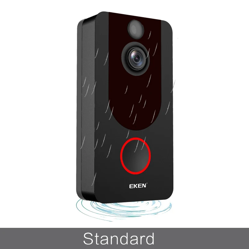 Standard Eken V7 видеодомофон 1080p Full HD видео дверной звонок ночного видения беспроводная Защита сети видеозвонок Wi-Fi видеоглазок Домашний монитор домофон смартфон видео дверной звонок - Цвет: Standard
